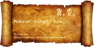 Mahrer Virgília névjegykártya
